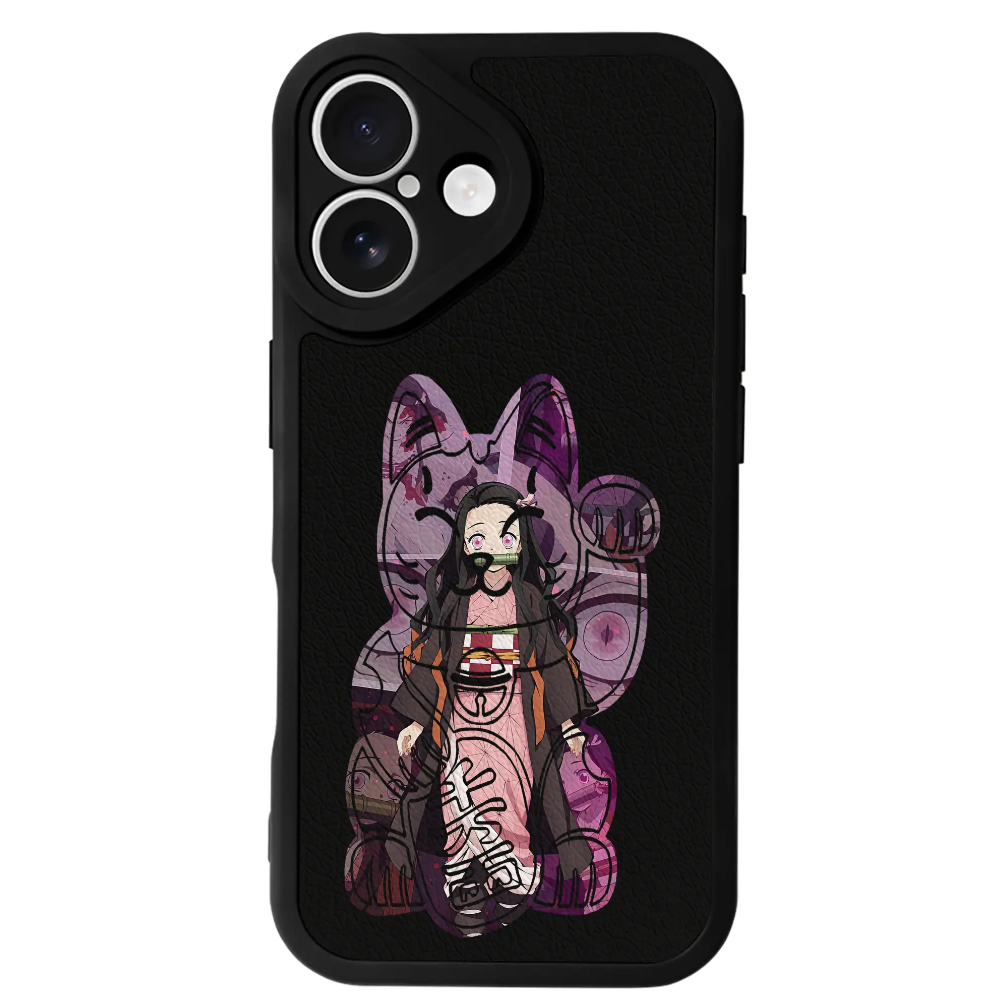 鬼滅の刃 グッズ,竈門 禰豆子 - IPhone 16シリーズ対応 ・ シリコンスマホケース ・ レザー調 ・ 高精度フィット ・ 耐衝撃 ・ ワイヤレス充電対応 ・ 精密カット